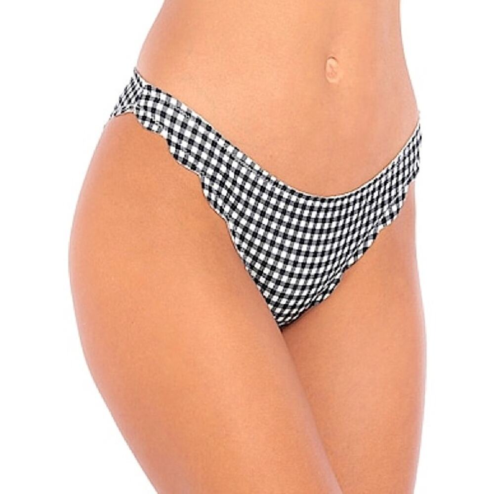 Marysia Swim Broadway Bikini Bottom in Gingham Black/White Print Size Medium